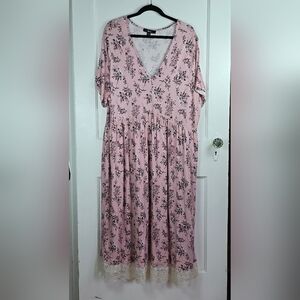 Ellos Pink Knit Floral Plus Size Dress 26/28 Size 2X